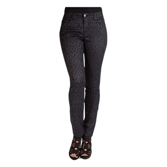 Liverpool Sadie Straight Leg Mid Rise Snakeskin Print Jeans Black Denim 10 - Picture 1 of 8